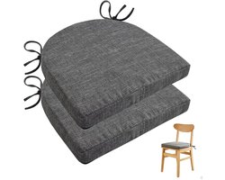 Aicharynic Zitkussen 42x43x5cm, set van 2 stuks stoelkussen, stoelkussen voor tuin, wasbare zitkussen voor terrasstoelen voor tuinmeubelen, keuken, woonkamer en eetkamer, donkergrijs