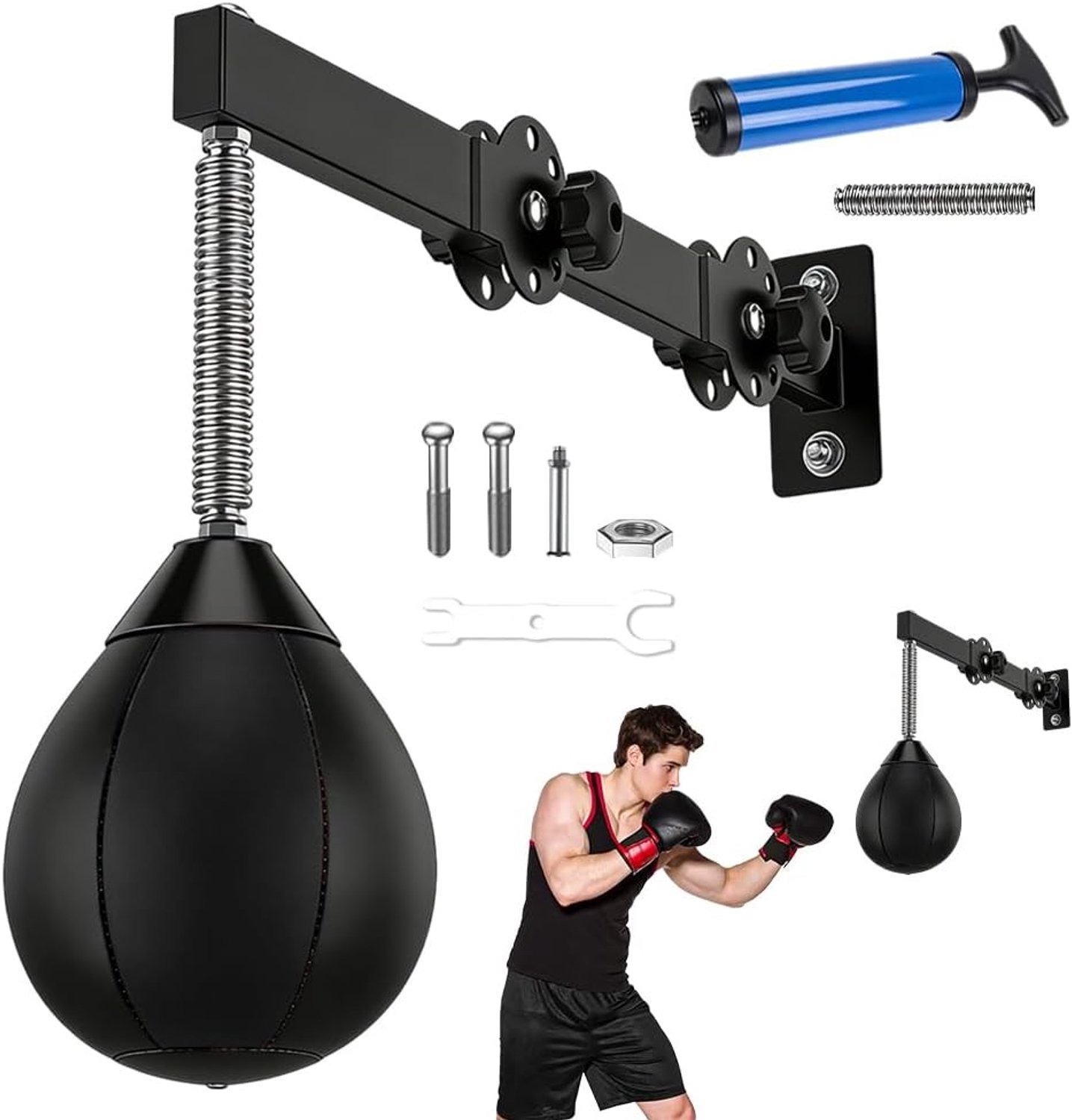 Verstelbare en Opvouwbare Speed Boxing Ball voor Reflextraining, Vrijstaande Punching Bag voor Thuis en Gym, Ideaal voor Workout en Trainingssessies