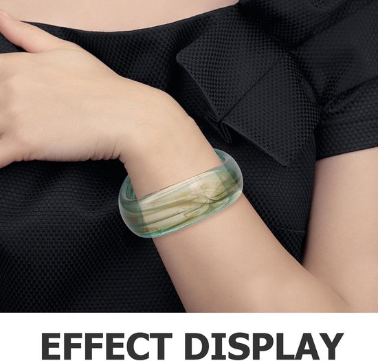 2 Stuks Stijl Brede Groene Armband Ergonomische Onregelmatige Geometrische Bangle voor Dames Drukverlagend Duurzaam voor Stranddagen Avondfeesten — afbeelding 4