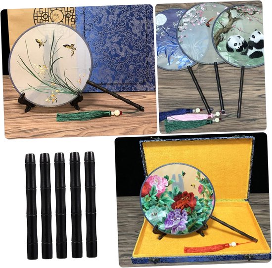 10 Stuks Handvatten voor Ronde Fans Comfortabele Fan Handsteunen met Natuurlijke Houtnerf Creatieve Projecten met Vrienden — afbeelding 4