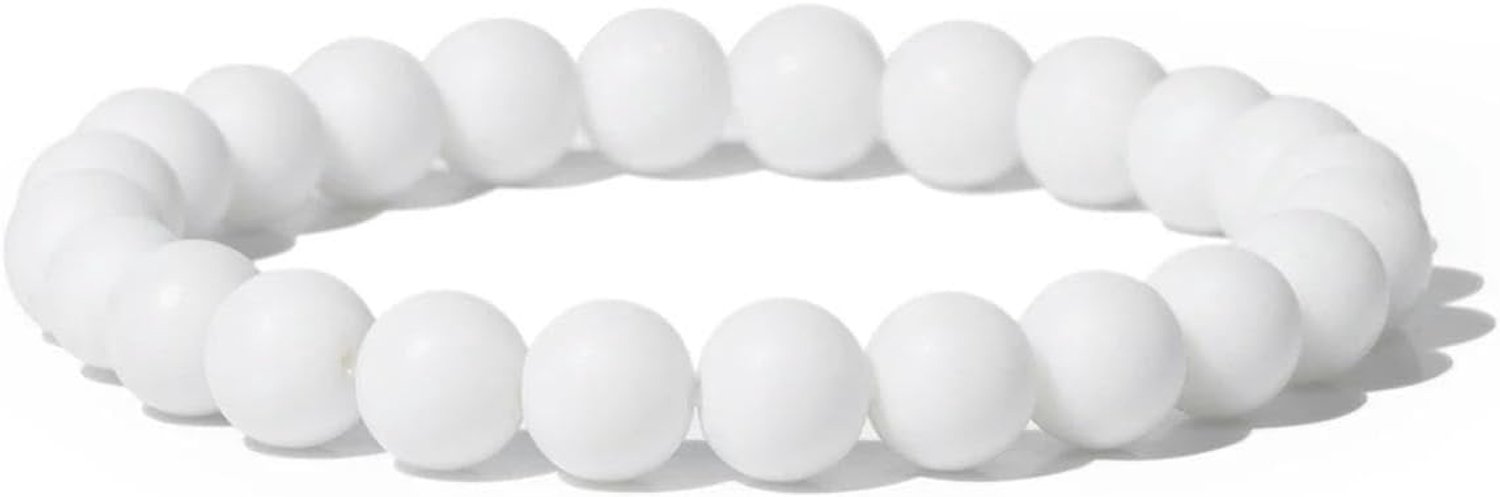 8MM Witte Steen Armband Zwart Lava Grijs Agaat Stretch Armbanden Voor Vrouwen Mannen Elastische Armbanden Yoga, 19cm, Steen Emaille Glas, Zirkonia Agaat obsidiaan