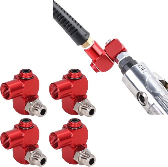lyrlody Pneumatisch Gereedschapsadapter, 4 -stks Luchtslangconnector Roteerbaar 1/4in Npt Draadcorrosiebestendig voor Boorbit — afbeelding 2