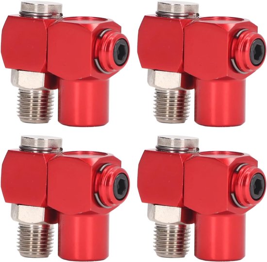 lyrlody Pneumatisch Gereedschapsadapter, 4 -stks Luchtslangconnector Roteerbaar 1/4in Npt Draadcorrosiebestendig voor Boorbit — afbeelding 4
