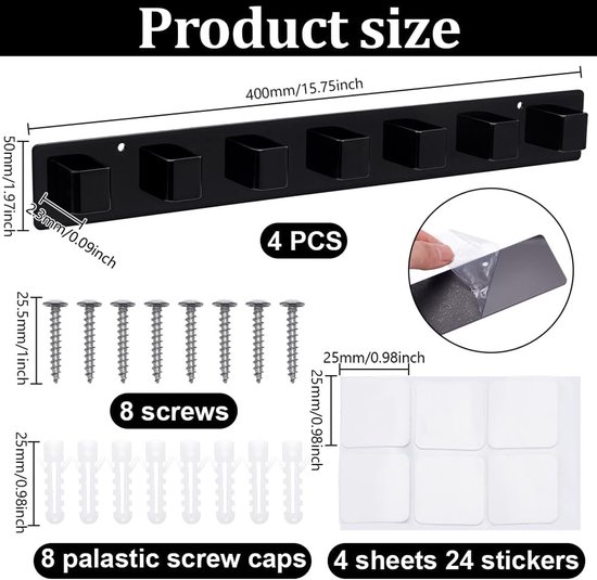4 stuks acryl zonnebril organizer, wandgemonteerde glazen displayhouder zwarte bril opknoping organizer meerdere brillen rek voor brillen muur woondecoratie — afbeelding 4