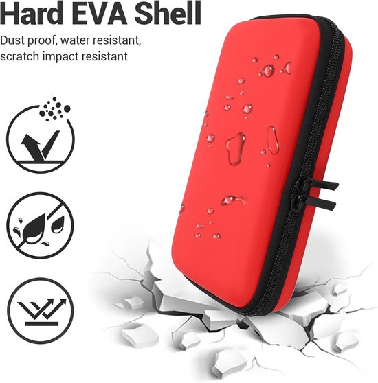 Lyrlody Game Console Draagtas, 6,8x3,9x1,6in Hard Shell (rood) — afbeelding 3