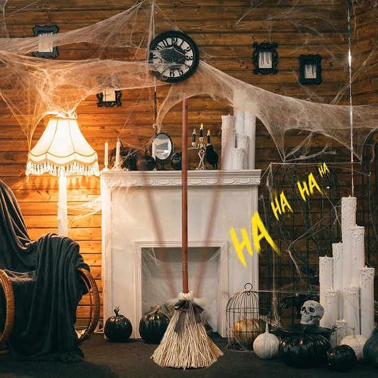 Heksenbezem 95 cm , griezelig geluid, Halloween-decoratie rekwisieten — afbeelding 5