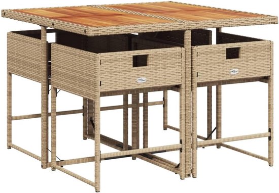 Poly rattan inklapbaar eethoek Tuinset beige — afbeelding 5