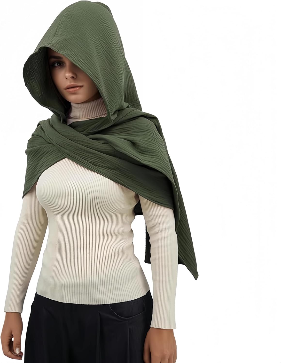 Proumhang Unisex Capuchon Sjaal – Veelzijdige Linnen Katoenen Cape met Kap, Middeleeuws Vintage Goth Kostuum Accessoire,Perfect voor Stijlvolle en Mystieke Looks,One Size