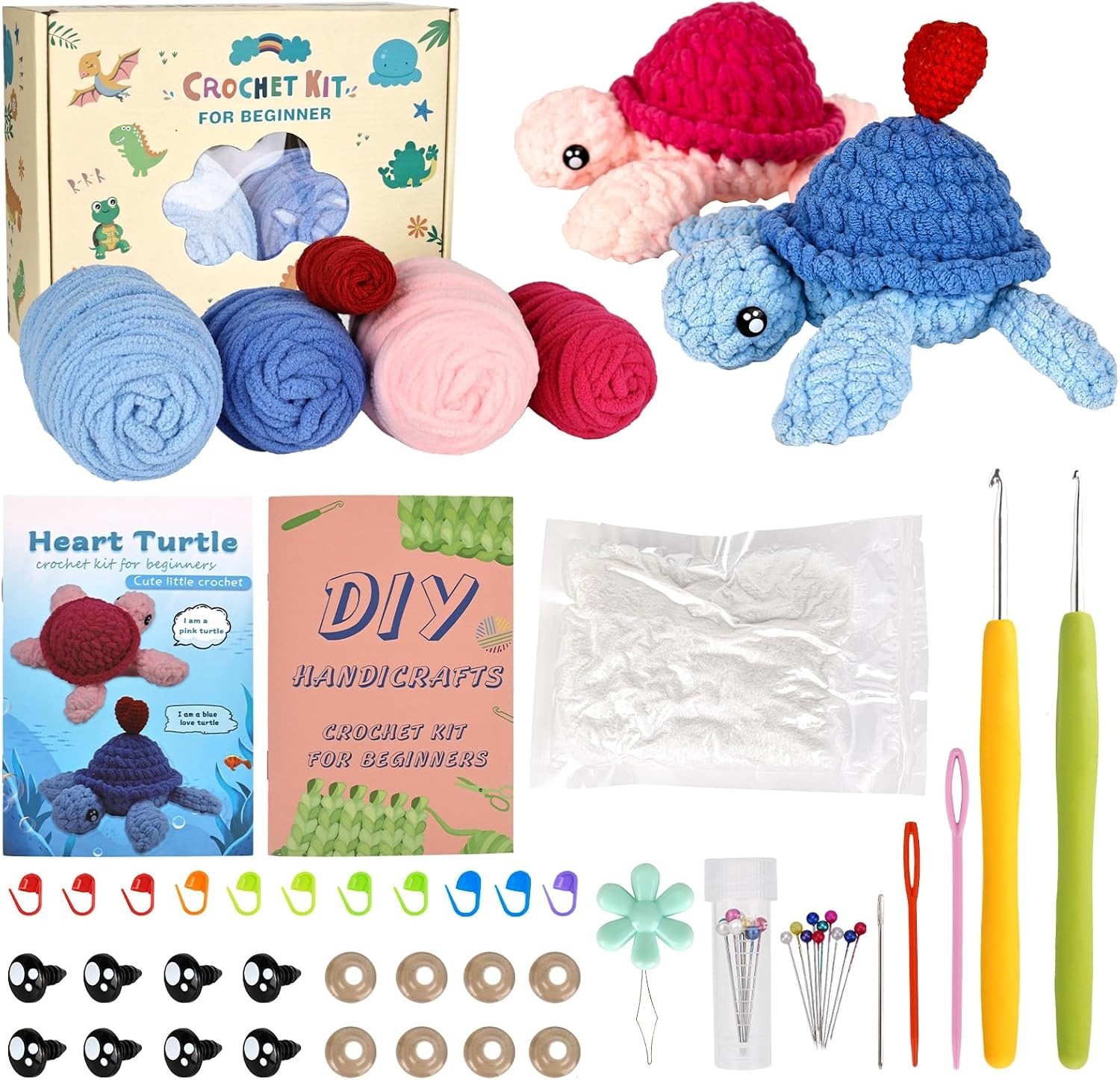 Beginner Haaknaalden Set voor Kinderen en Volwassenen - 2-delige Dieren Haak Kit met Video-instructies, Creatieve DIY Haakaccessoires en Cadeau Set
