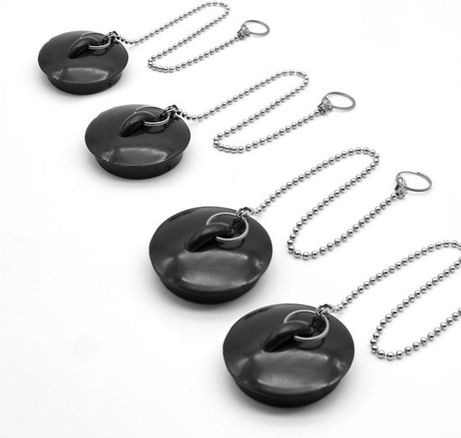 Rubberen afvoerstop met ketting - 270 mm - 4 stuks