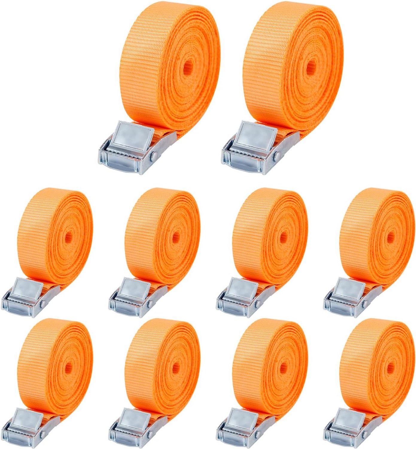 Pack of 10 lashing straps, lashing strap, 25 mm x 2 m, lashing straps with clamp closure for bicycles, trolleys - ShopVlot