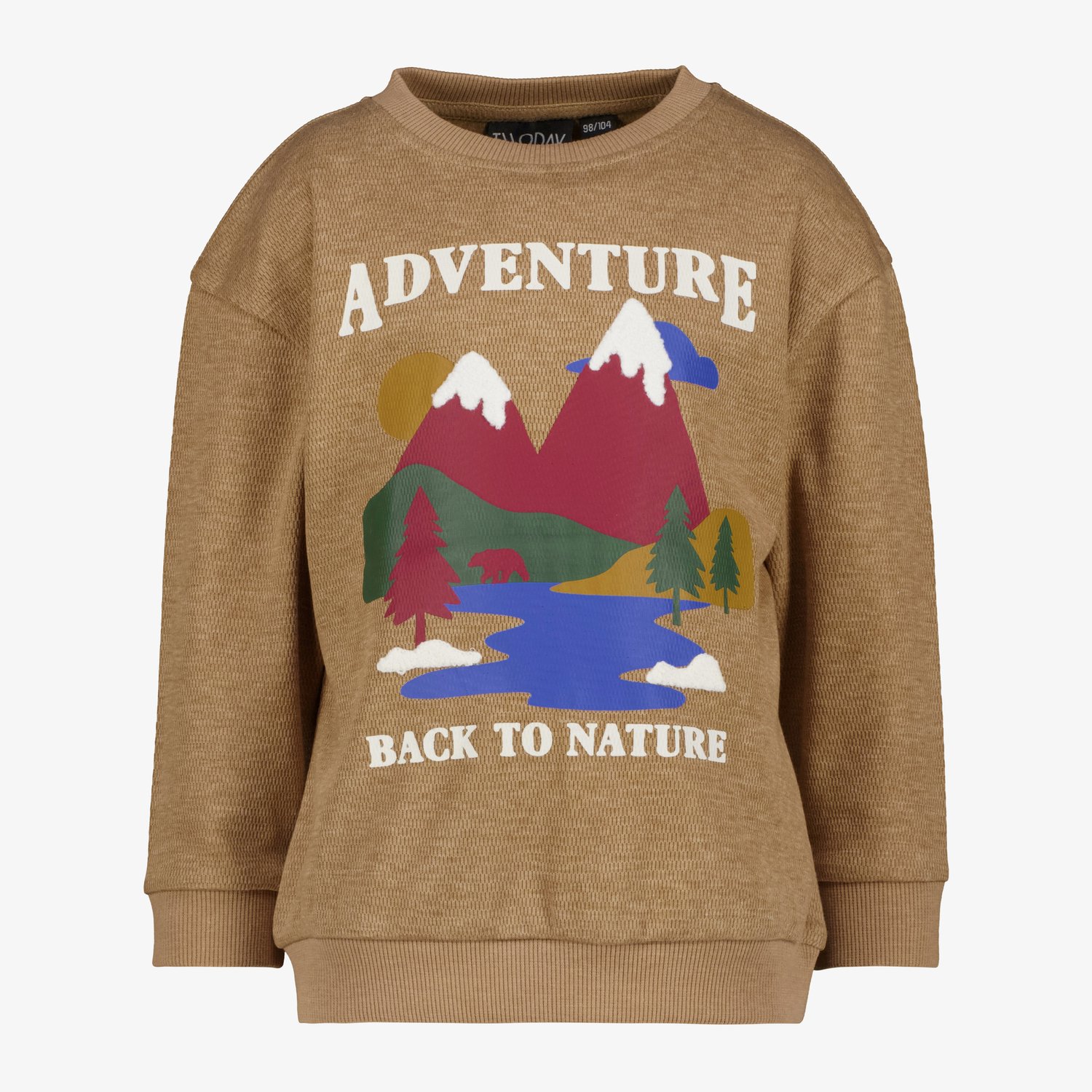 Unsigned jongens sweater met natuurprint beige - Maat 98/104