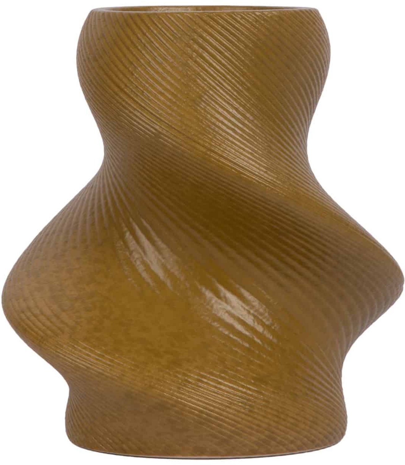 Present Time Vaas Paris Twisted - Donker kaki - 10x10x22cm - Keramiek - Scandinavisch - Bloemenvaas - Woondecoratie - Decoratieve vaas voor woonkamer of slaapkamer Groen