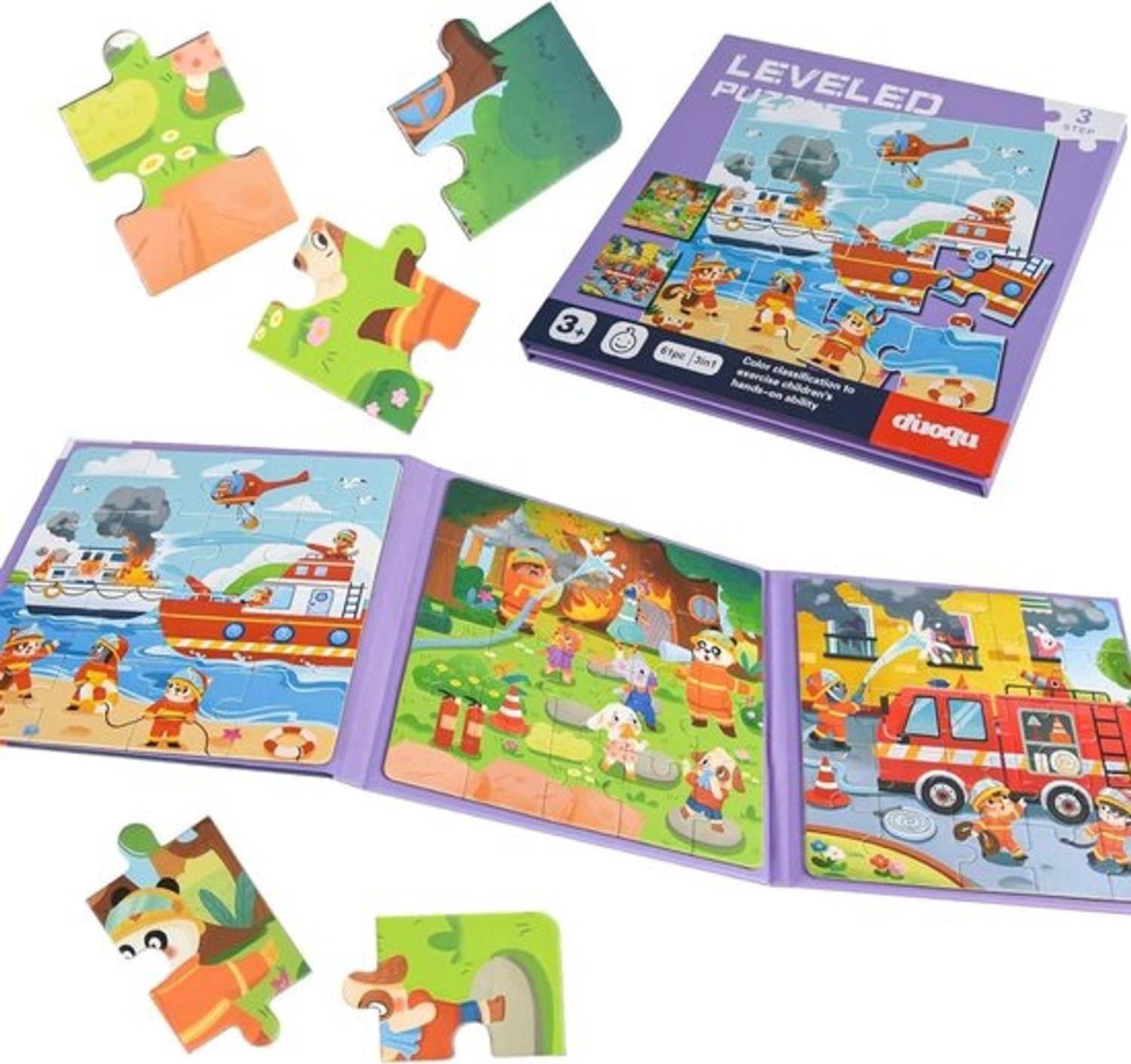 Magnetische puzzel voor kinderen - vanaf 3 jaar - Oefent houden, vliegtuigen en brandweer - Educatief speelgoed