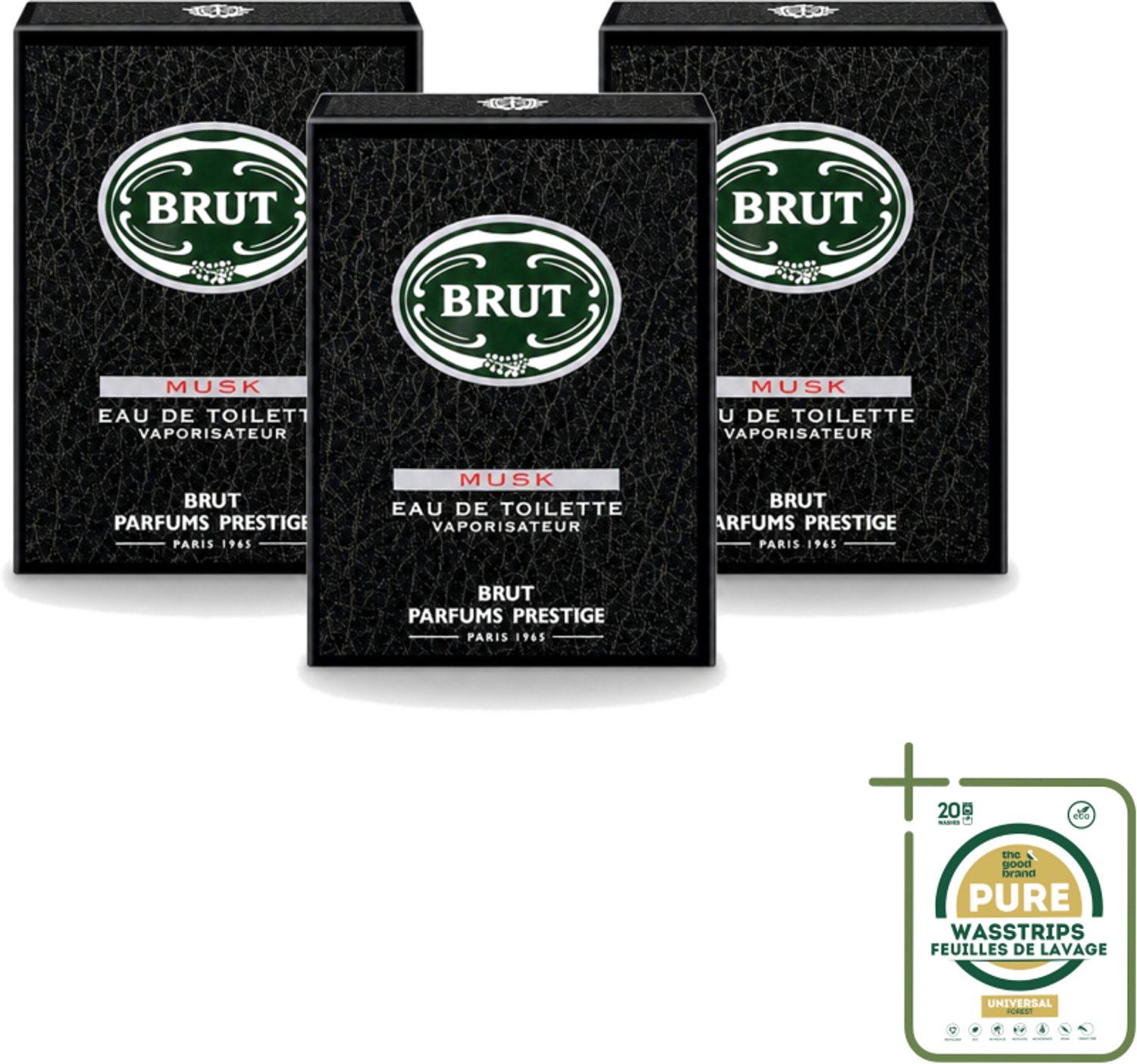 3 x Brut – Eau de Toilette – Musk – 100 ml - Wasstrips - Brut Musk Eau De Toilette - Musk Geur - Floral Woody Musk - Citrus Geur - Kruidige Geur