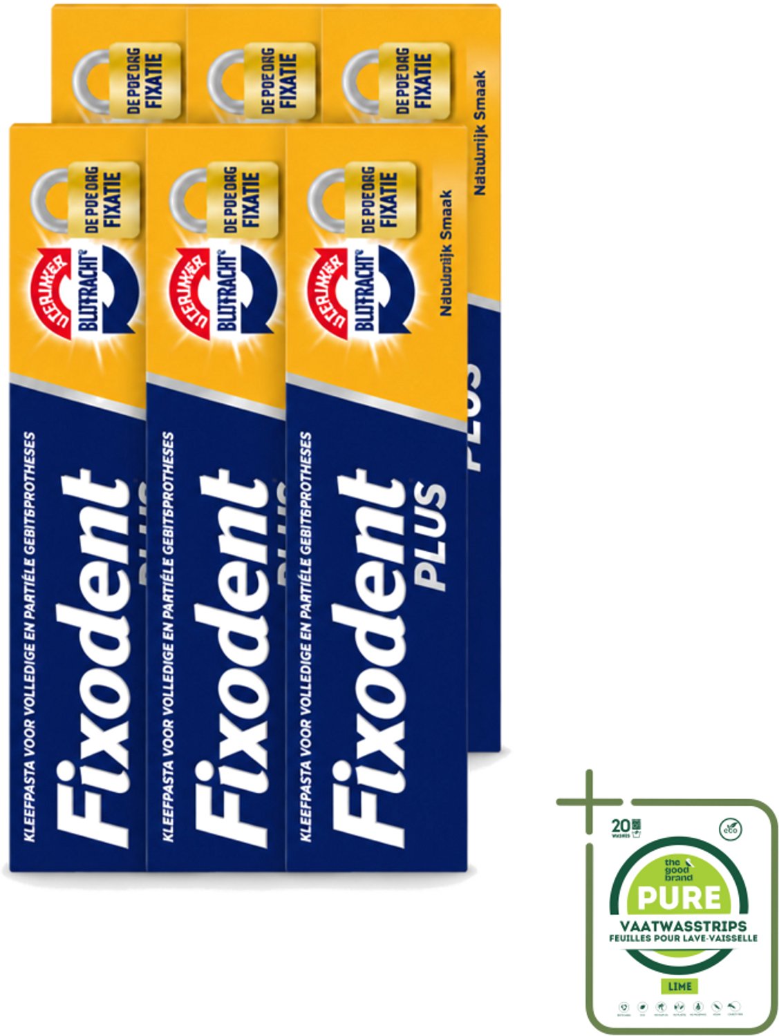 6 x Fixodent Plus – Kleefpasta – Dual Power – 40 g - Grootverpakking - Vaatwasstrips - Kleefpasta Kunstgebit - Onverslaanbare Bijtkracht - Kunstgebit Fixatie - Bijtkracht Kunstgebit - Kunstgebit Comfort