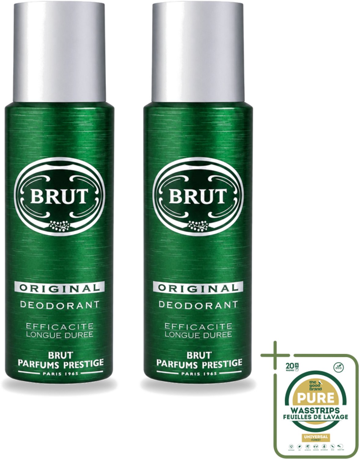 2 x Brut - Deodorant - Spray - Original - Langdurige frisheid - 200ml - Wasstrips - Deodorant Spray - Mannelijke Geur - Langdurige Frisheid - Zweetbevochtiging - Klassieke Geur