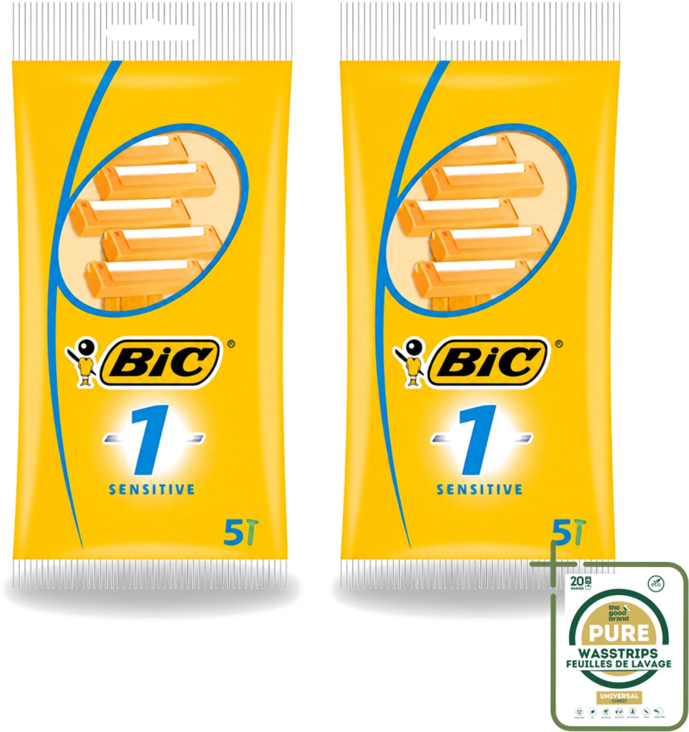 2 x Bic - Scheermesjes - Sensitive - Enkel Mesje - Wegwerpmesjes - 5 Scheermesjes - Scheermesje - Wegwerpscheermesje - Gevoelige Huid - Roestvrij Staal - Polymerische Bekleding
