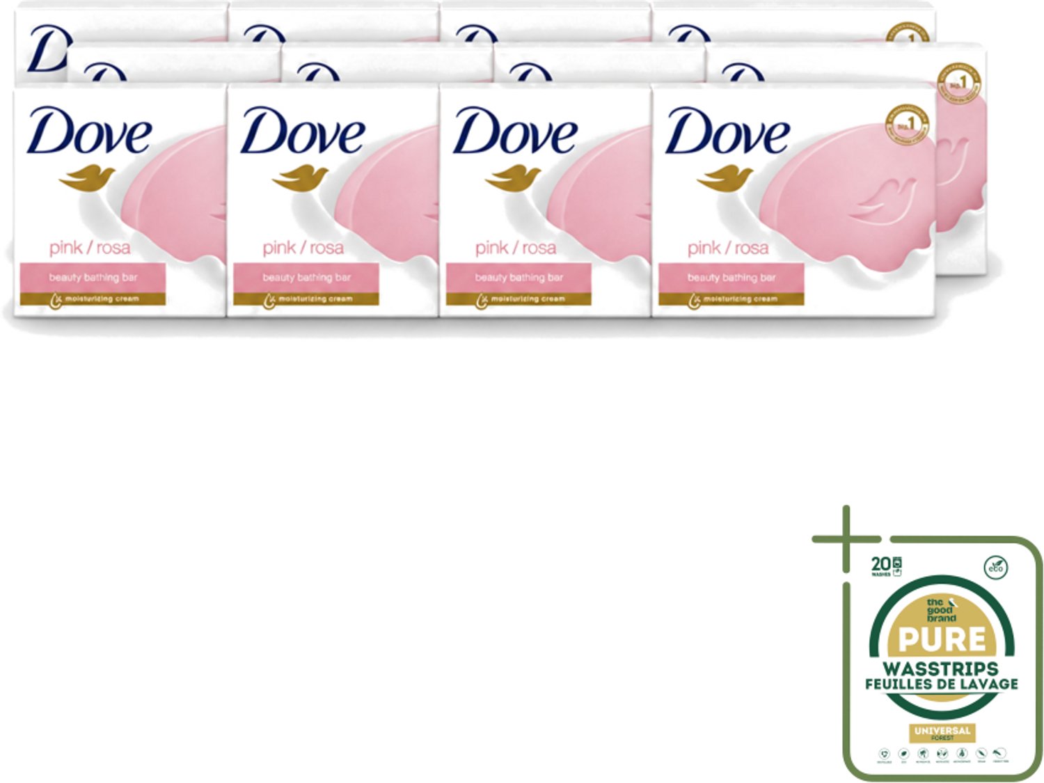 12 x Dove - Zeep - Pink - Hydraterend en Verzorgend - 4 x 100 g - Wasstrips - Dove Zeep Pink - Hydraterende Zeep - Zeep Voor Huid - Hydraterende Crème - Zachte Huid