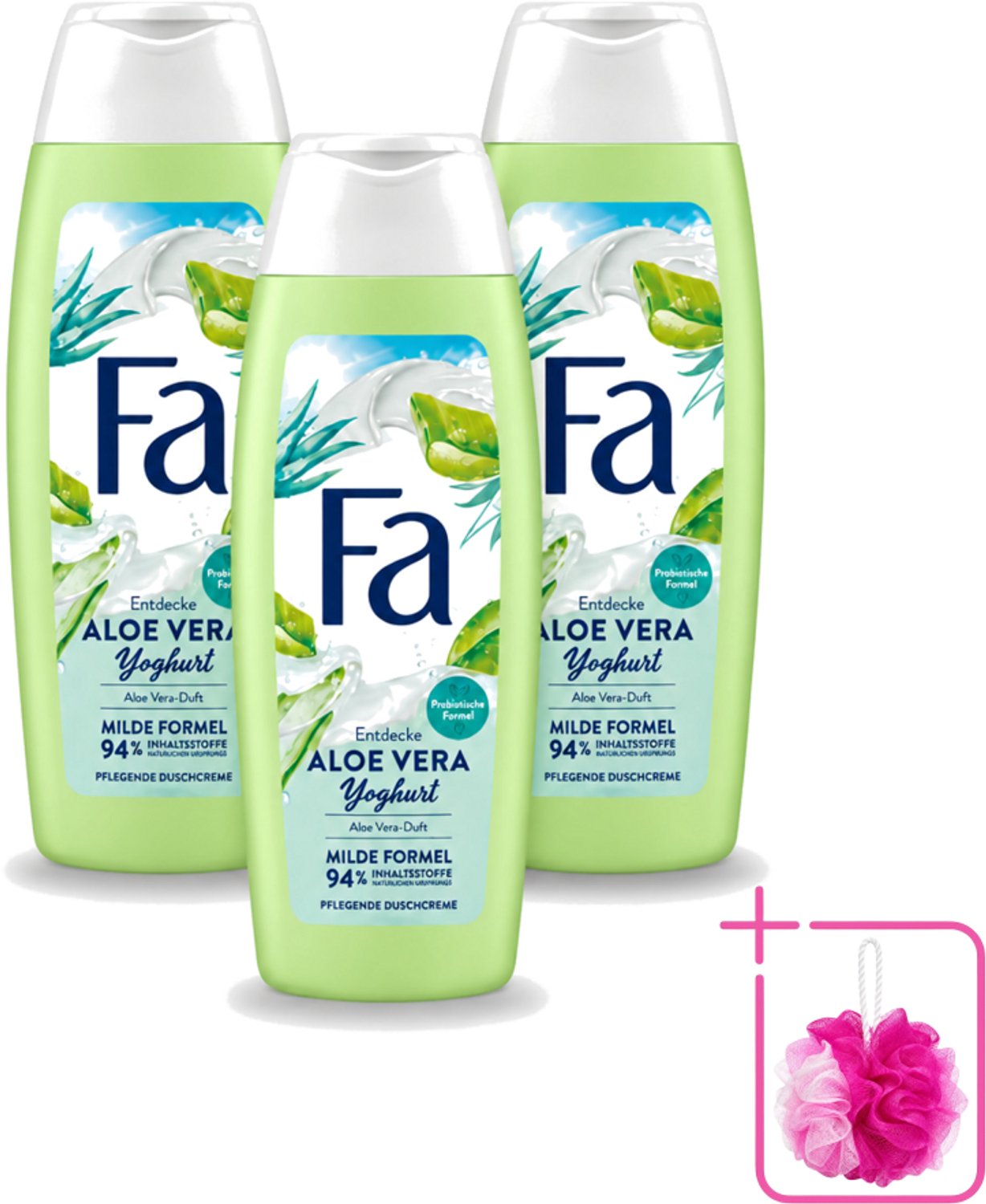 3 x Fa – Douchegel – Yoghurt Aloe Vera – 250 ml - Bulkverpakking - Douchegel yoghurt aloë vera - Douchemop - Huid verzorging