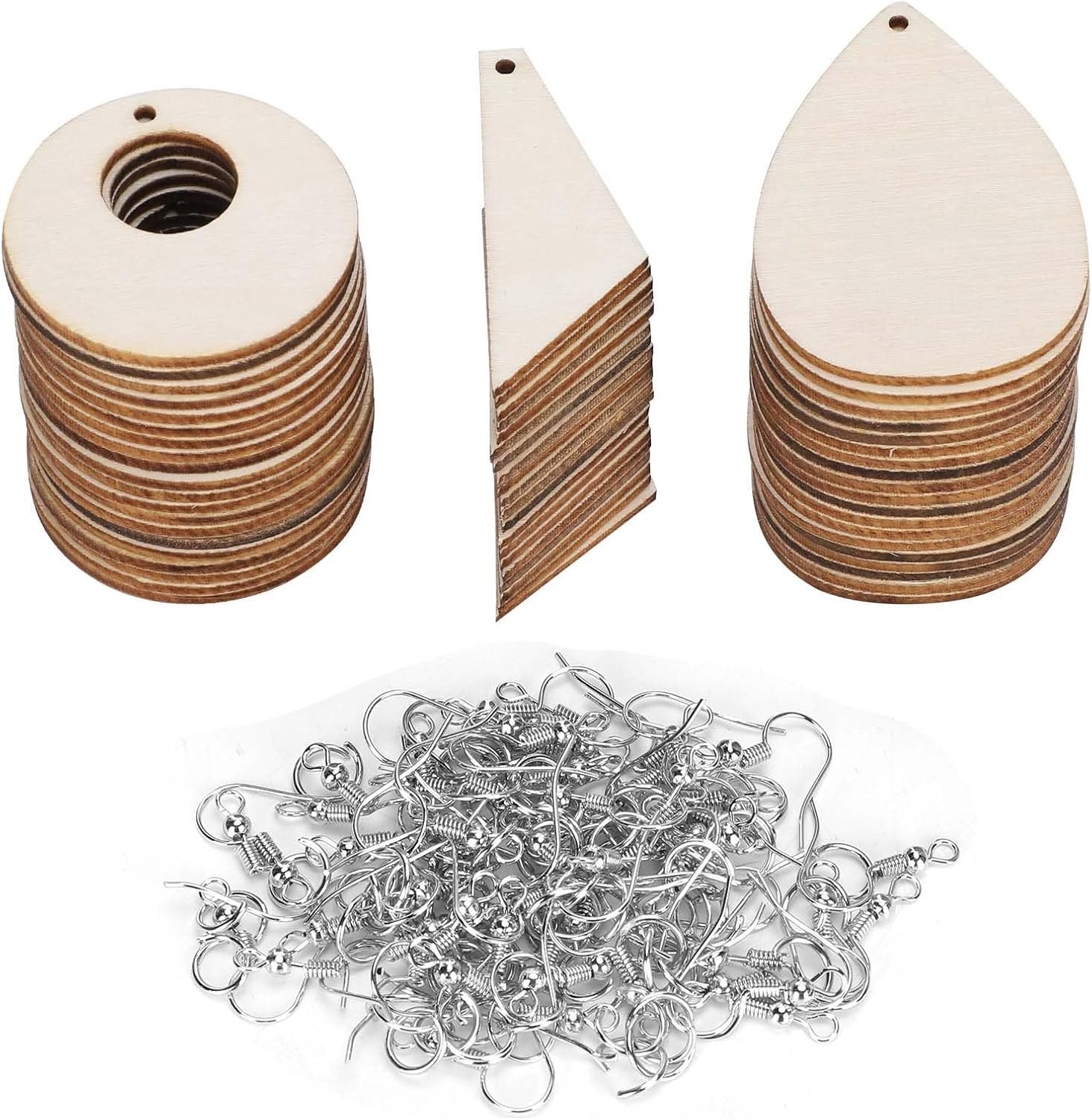 Onvoltooide traanvormige houten oorbelblanks, dubbelzijdige houten DIY-hangers, natuurlijke houten oorbelbenodigdheden voor het maken van sieraden, DIY-projecten, handgemaakte