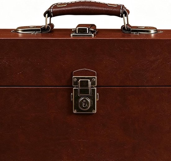 Vintage koffer opbergdoos, PU lederen decoratieve koffer — afbeelding 5