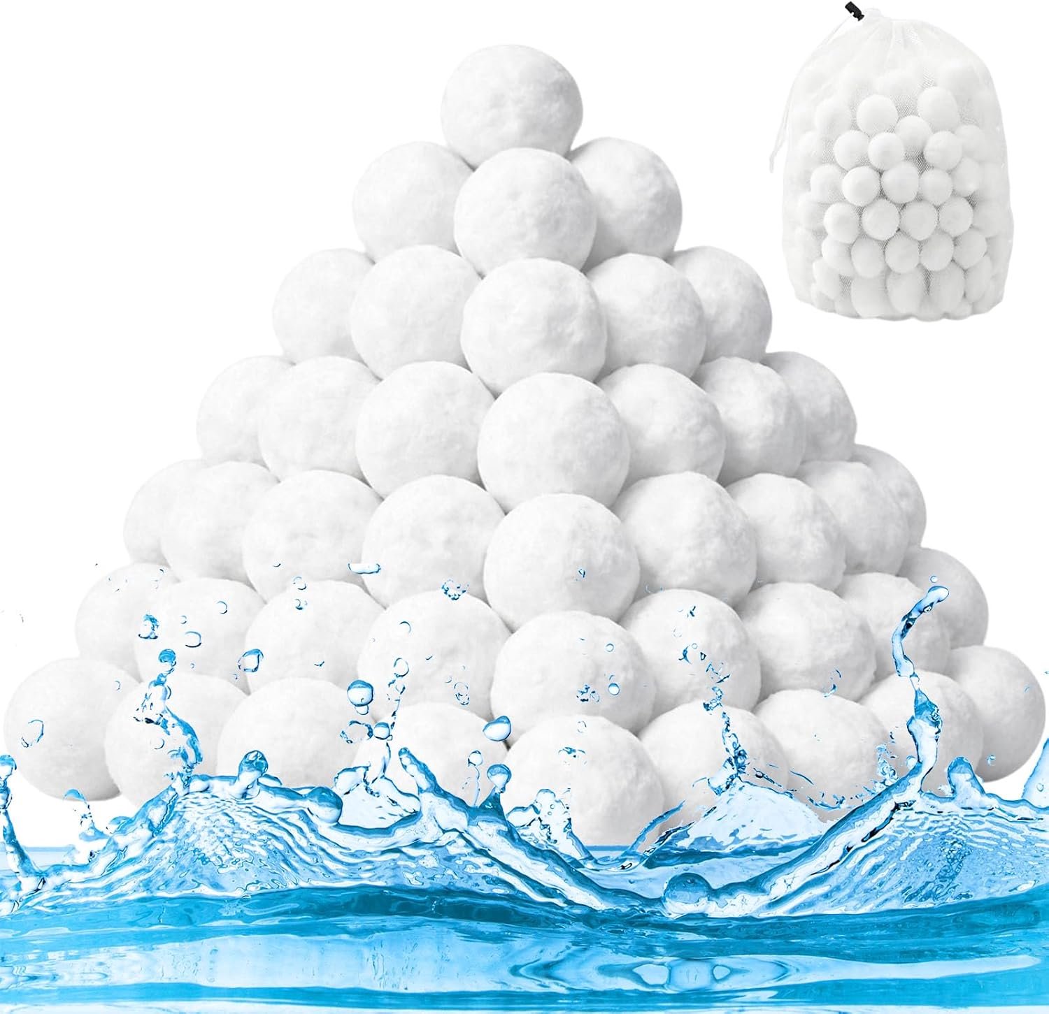 Filterballen zwembad 1400 g, vervanging voor 50 kg filterzand, met waszak