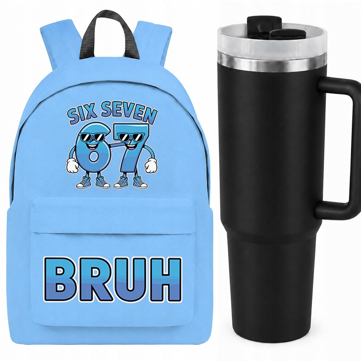 Praktische Blauwe Rugzak met Thermobeker 1.2L - Set voor School & Werk