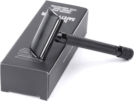 Double Edge Lange Handvat Klassieke Handmatige Scheerapparaat Houder Zwart — afbeelding 4