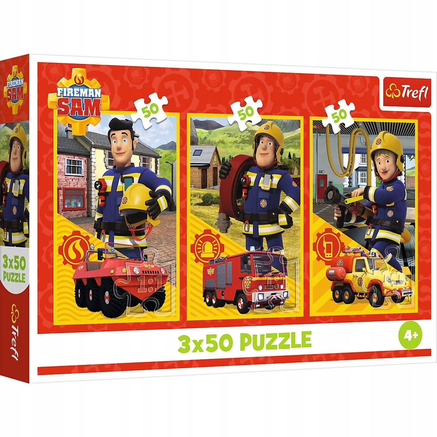 Merkloos Puzzelset 3x50 Stukjes - Brandweerman Sam Avonturen