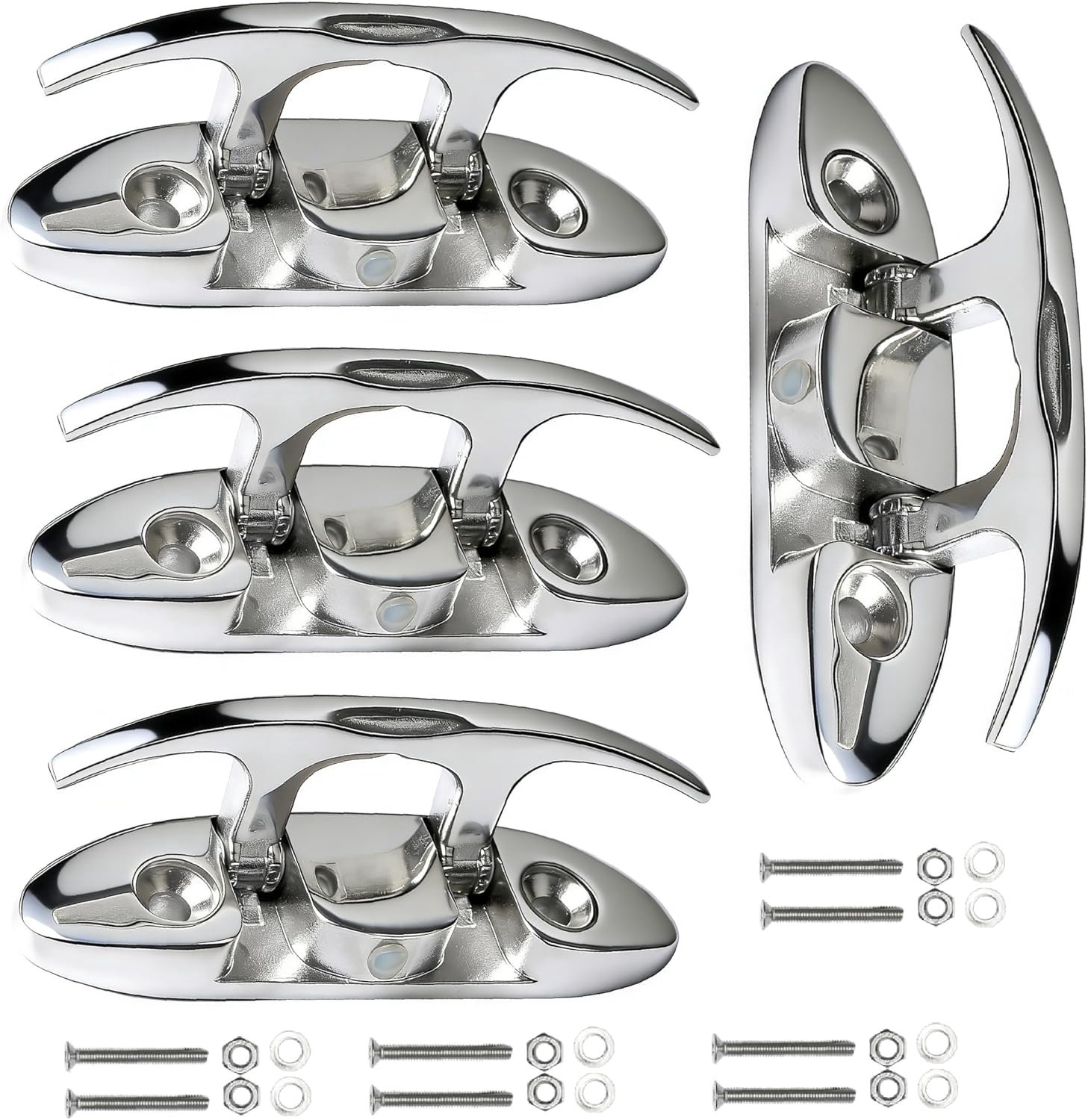 MX 4-1/2 "opvouwbare schoenplaat,316 roestvrijstalen bootdock flip up schoenplaatje met sluiting Pack van 4