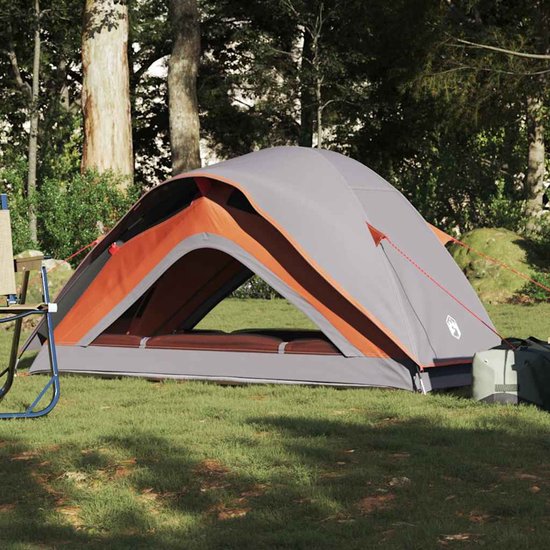 vidaXL - Tent - 1-persoons - waterdicht - grijs - en - oranje van Vidaxl — afbeelding 3