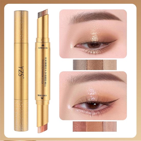 3 stuks dual-ended gradiënt oogschaduwstift, drie kleuren mat & shimmer crème oogschaduw stick, one step oogschaduwpen langdurige oogmake-up — afbeelding 5
