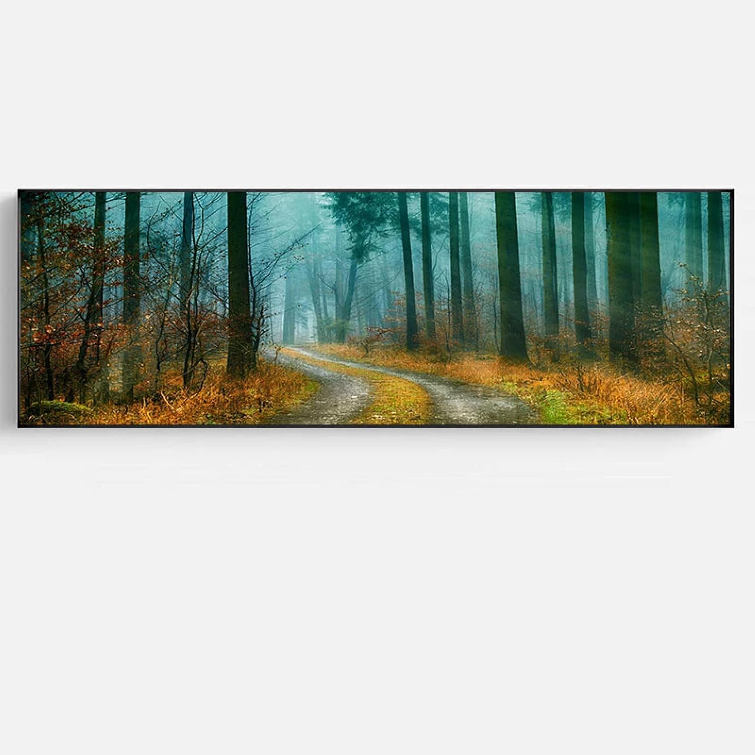 Print Groen Bos, Landschapsdecoratie voor Woonkamer, Kantoor Wall Art Poster, Grote Canvas Schilderij, Home Decor Muurschildering 45x135cmGeen Frame