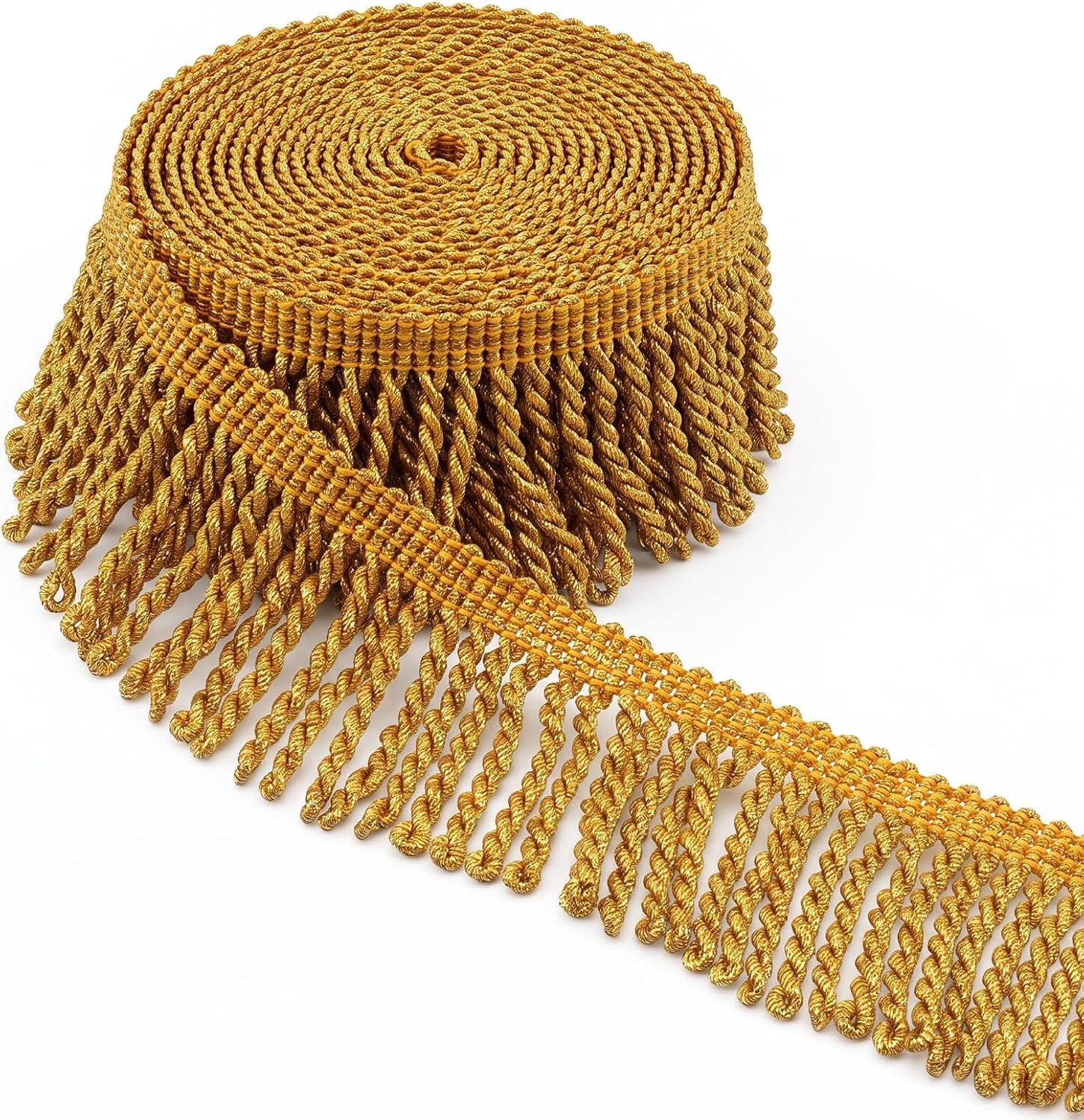Franjesrand, goud, 2,7 m, kwastband om op te naaien, voor knutselen, 5 cm