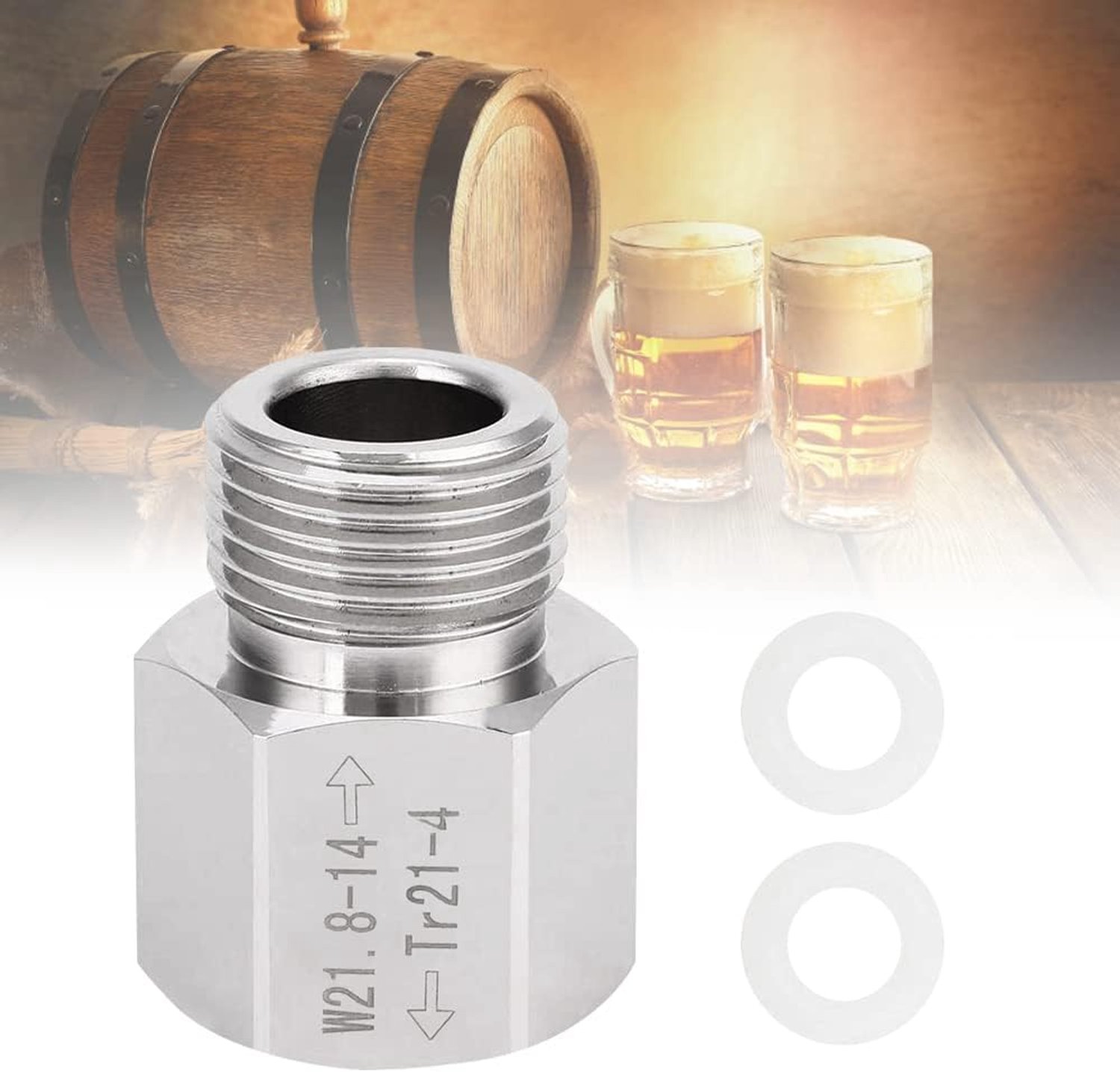 CO2 Cylinder Adapter, Reusable, Aluminium Aquarium Cylinder Adapter for Soda Cylinder Plug, TR21 4 to W21.8, CO2 Tank - ShopVlot