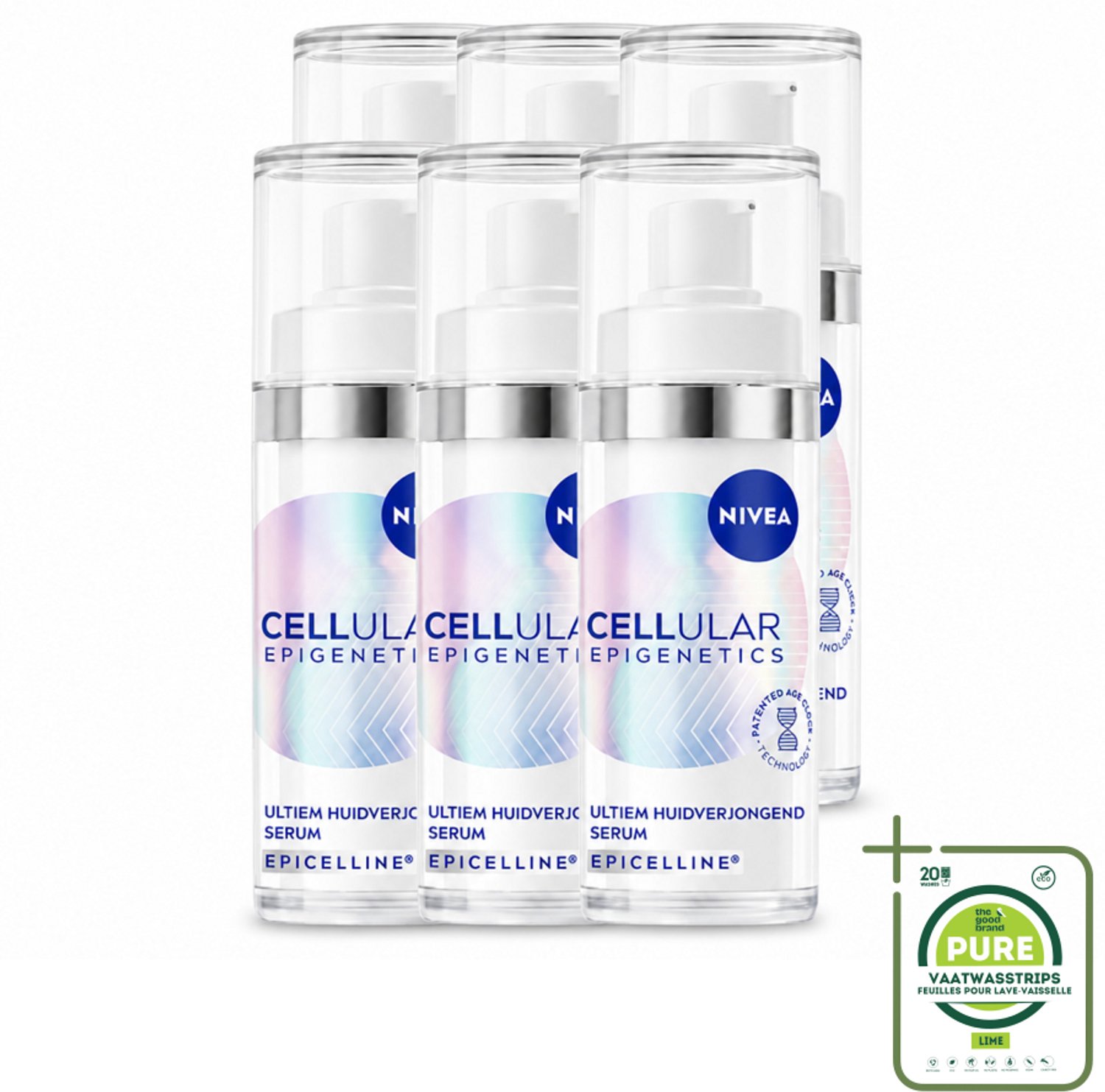6 x NIVEA – Anti-Age Serum – Cellular Epigenetics – 30 ml - Grootverpakking - Vaatwasstrips - Anti-ouderdom - Gezichts-serum - Jeugdige Huid - Rimpelvermindering - Hydraatatie