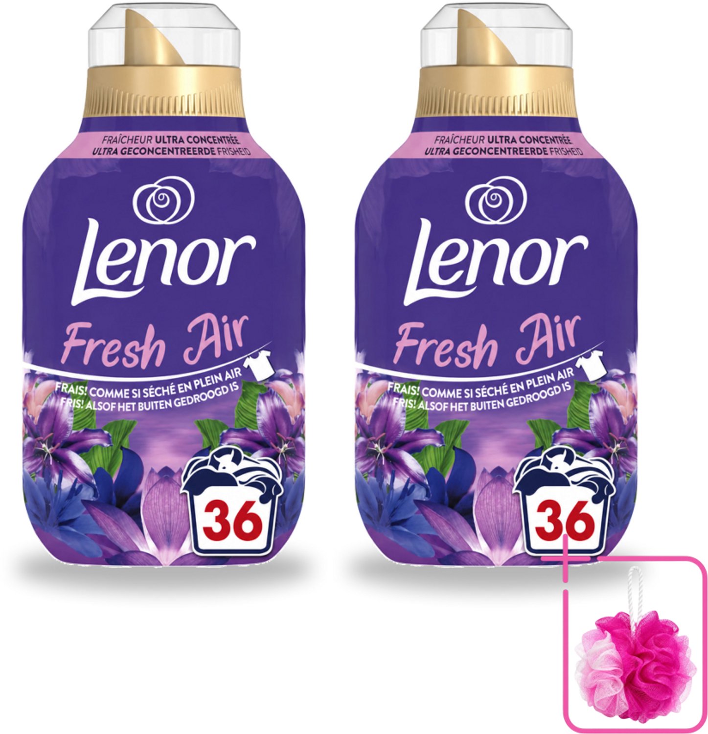 2 x Lenor - Wasverzachter - Fresh Air Maneschijn - Ultra Geconcentreerd - 36 Wasbeurten - Bulkverpakking - Wasverzachter - Douchemop - Frisheid
