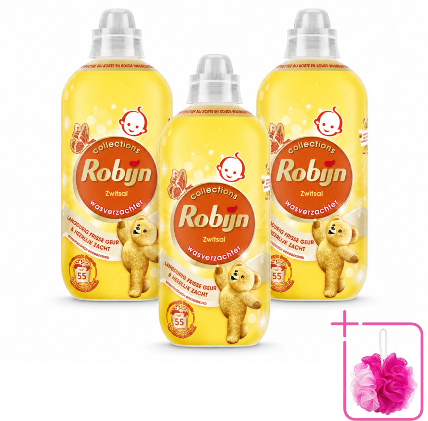 3 x Robijn – Wasverzachter – Zwitsal – 1,1 L - Bulkverpakking - Wasverzachter - Douchemop - Wasgeur