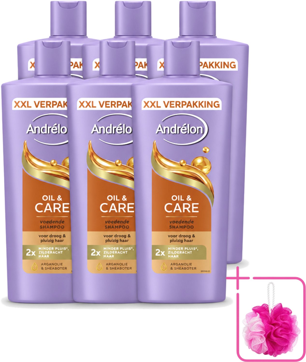 6 x Andrélon – Shampoo – Oil & Care – 685 ml - Bulkverpakking - Haar verzorging - Douchemop - Pluisvoorkomen