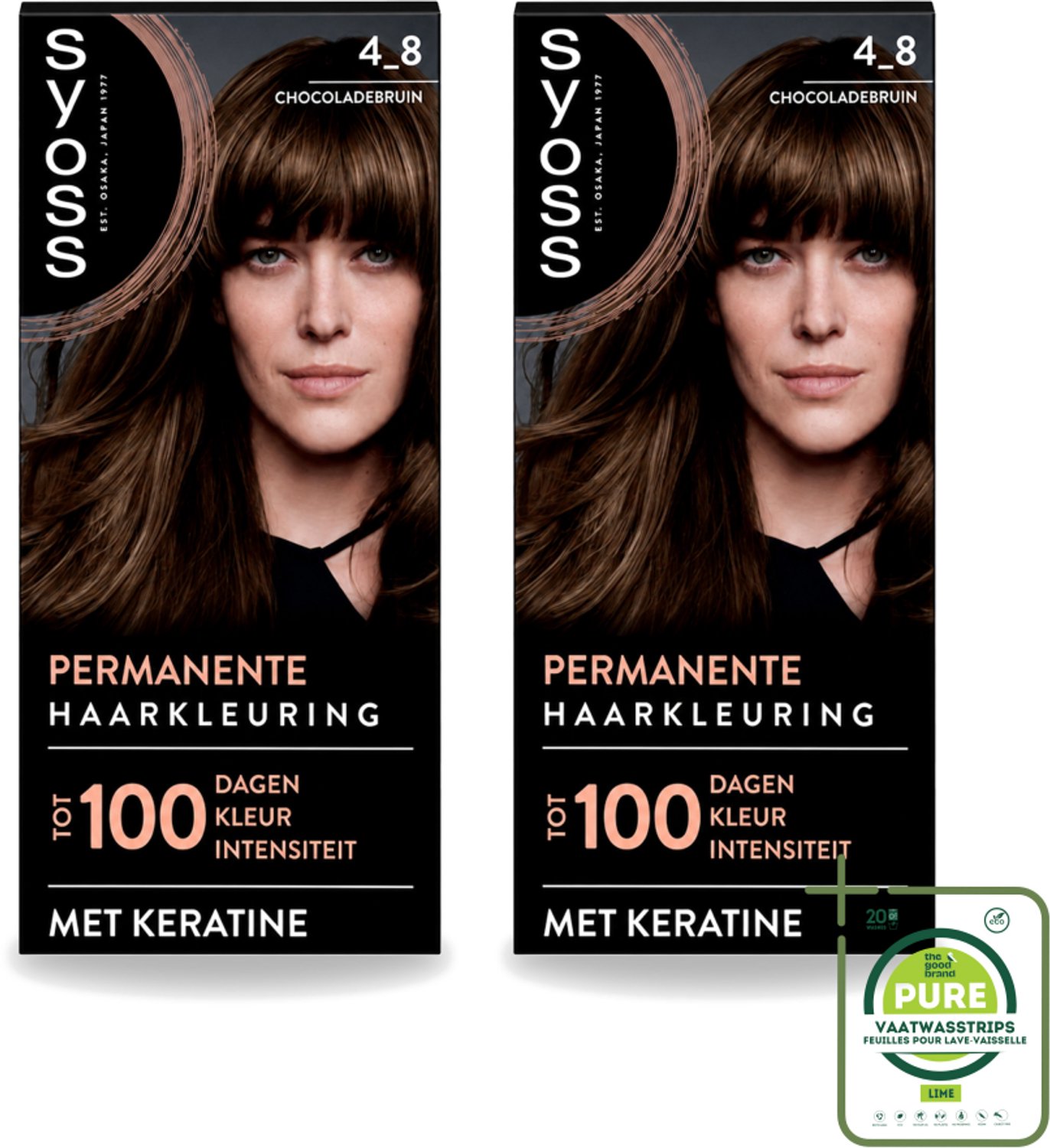 2 x SYOSS Permanent Coloration 4-8 - Haarverf - Chocolade Bruin - Grootverpakking - Vaatwasstrips - Haarkleur - Chocoladebruin - Permanent Haarkleuren - Keratine - Grijsdekking