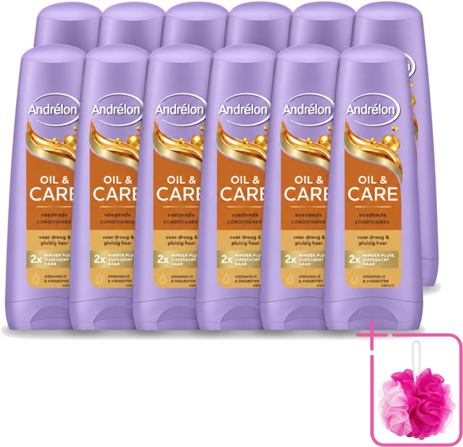 12 x Andrélon – Conditioner – Oil & Care – 200 ml - Bulkverpakking - Droog haar - Douchemop - Pluis haar