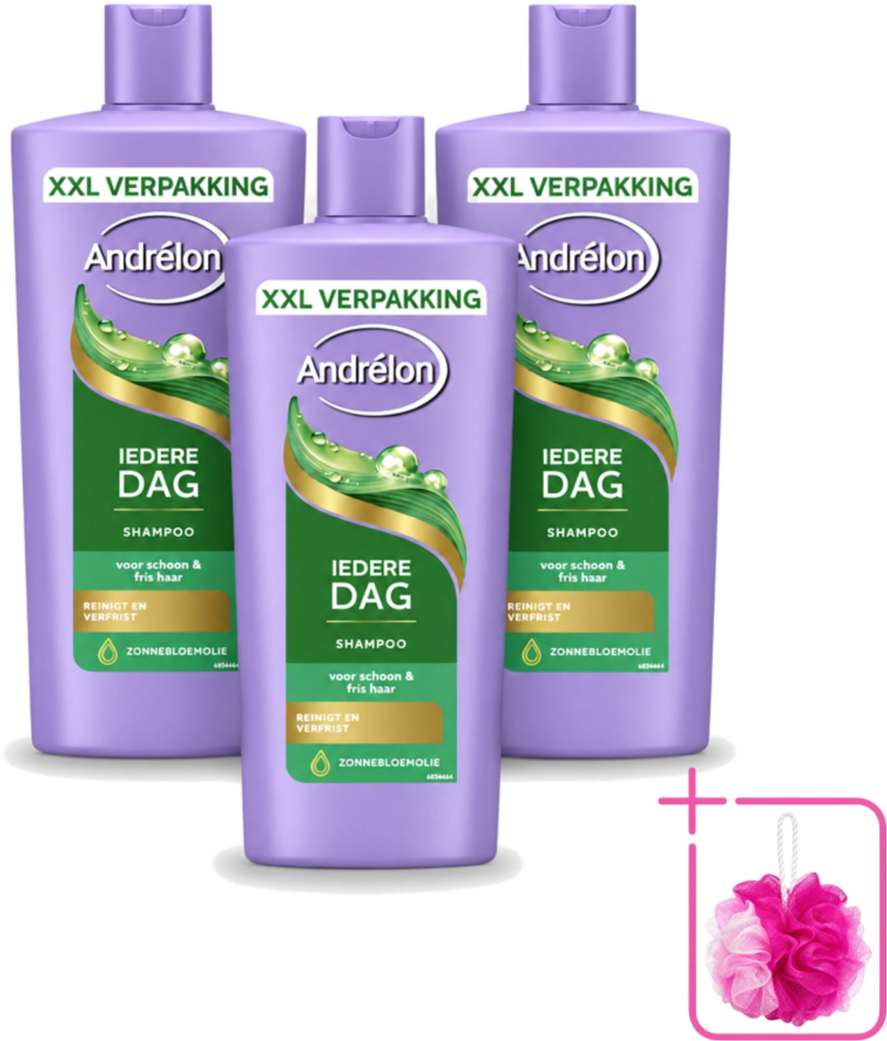 3 x Andrélon – Shampoo – Iedere Dag – 685 ml - Bulkverpakking - Dagelijks haarwassen - Douchemop - Zachte shampoo