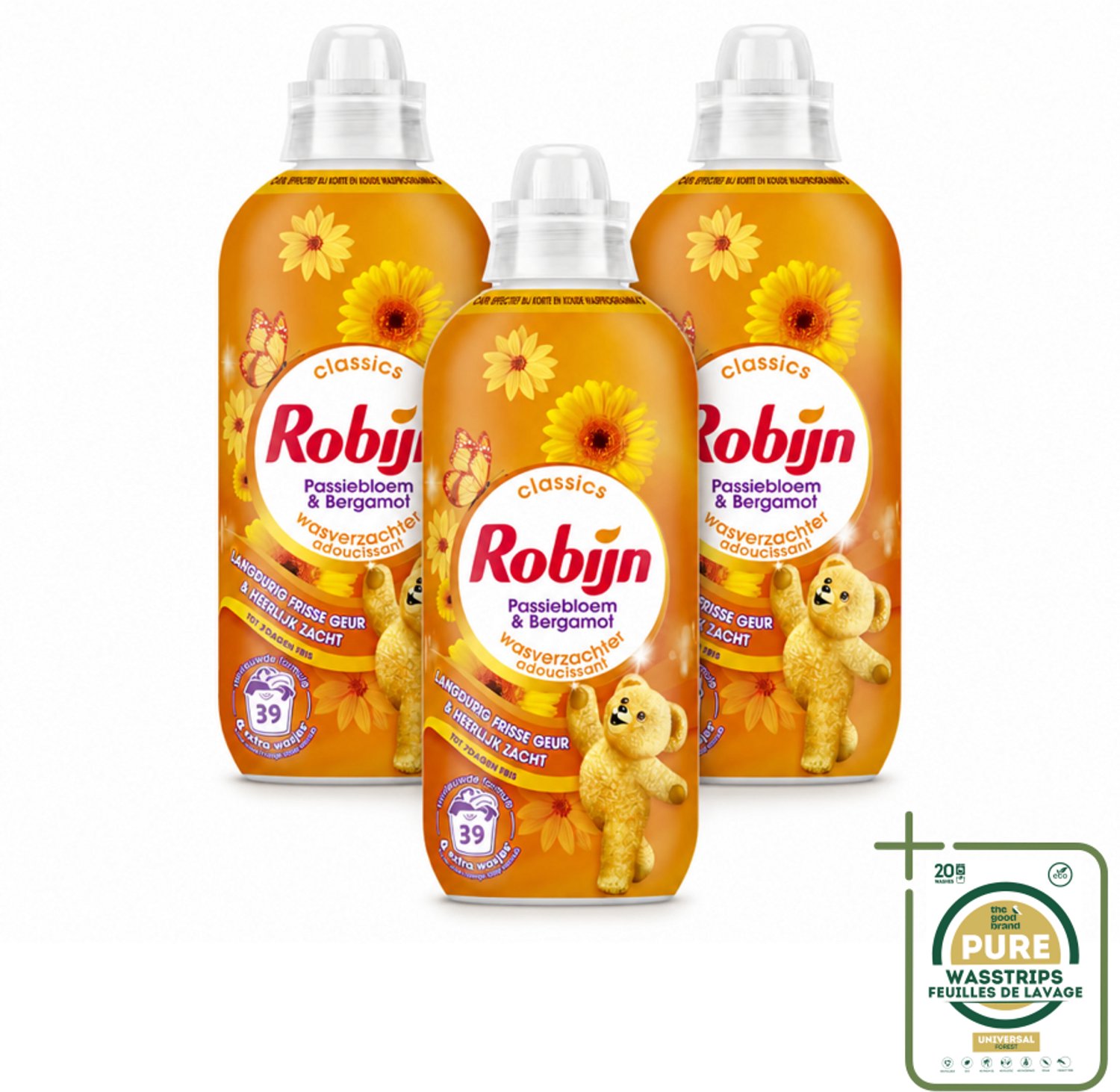 3 x Robijn – Wasverzachter – Passiebloem & Bergamot – 780 ml - Wasstrips - Wasverzachter - Wasverzachter Passiebloem Bergamot - Wasverzachter Passiebloem - Wasverzachter Bergamot - Wasverzachter Voor Katoen