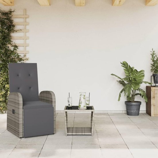 Poly rattan weerbestendig verstelbare rugleuning 2 delig grijs — afbeelding 2