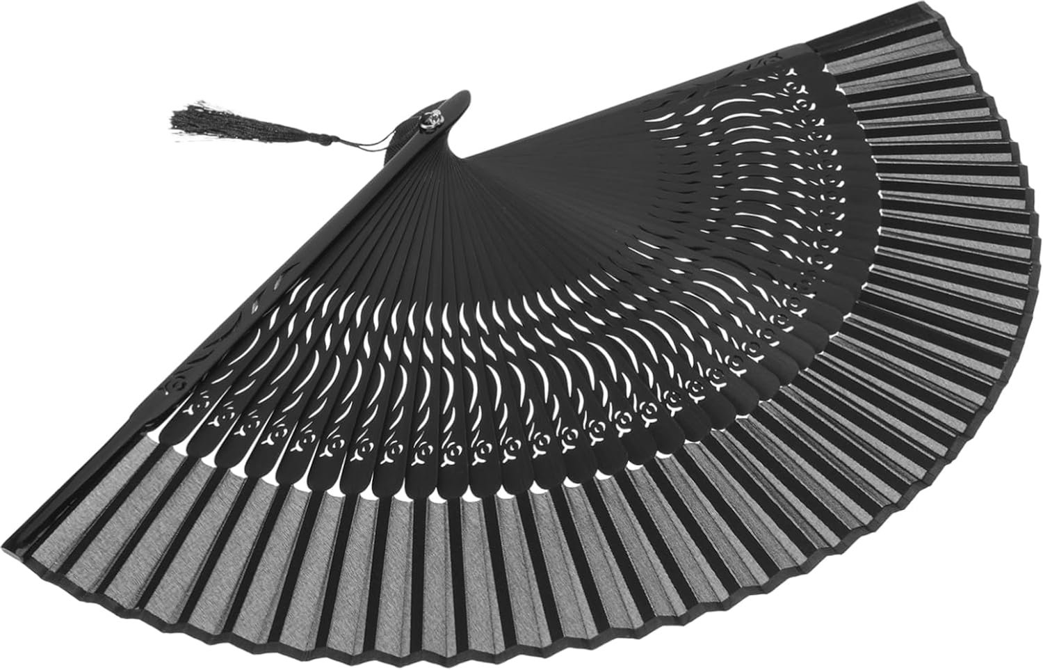 Zwarte Opvouwbare Danswaaier met Gegraveerd Wind Chinese Stijl Geschikt Handheld Performance Accessoire Decoratie voor Fotoshoots Feestjes