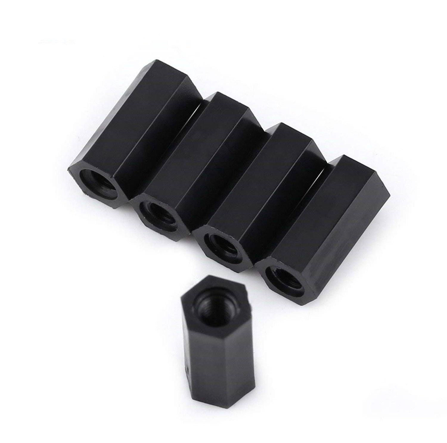100Pcs M3 Nylon Black Threaded Standoff Spacer Nuts Female to Female Hex Pillar Spacer 8mm 10mm 12mm 15mm - ShopVlot