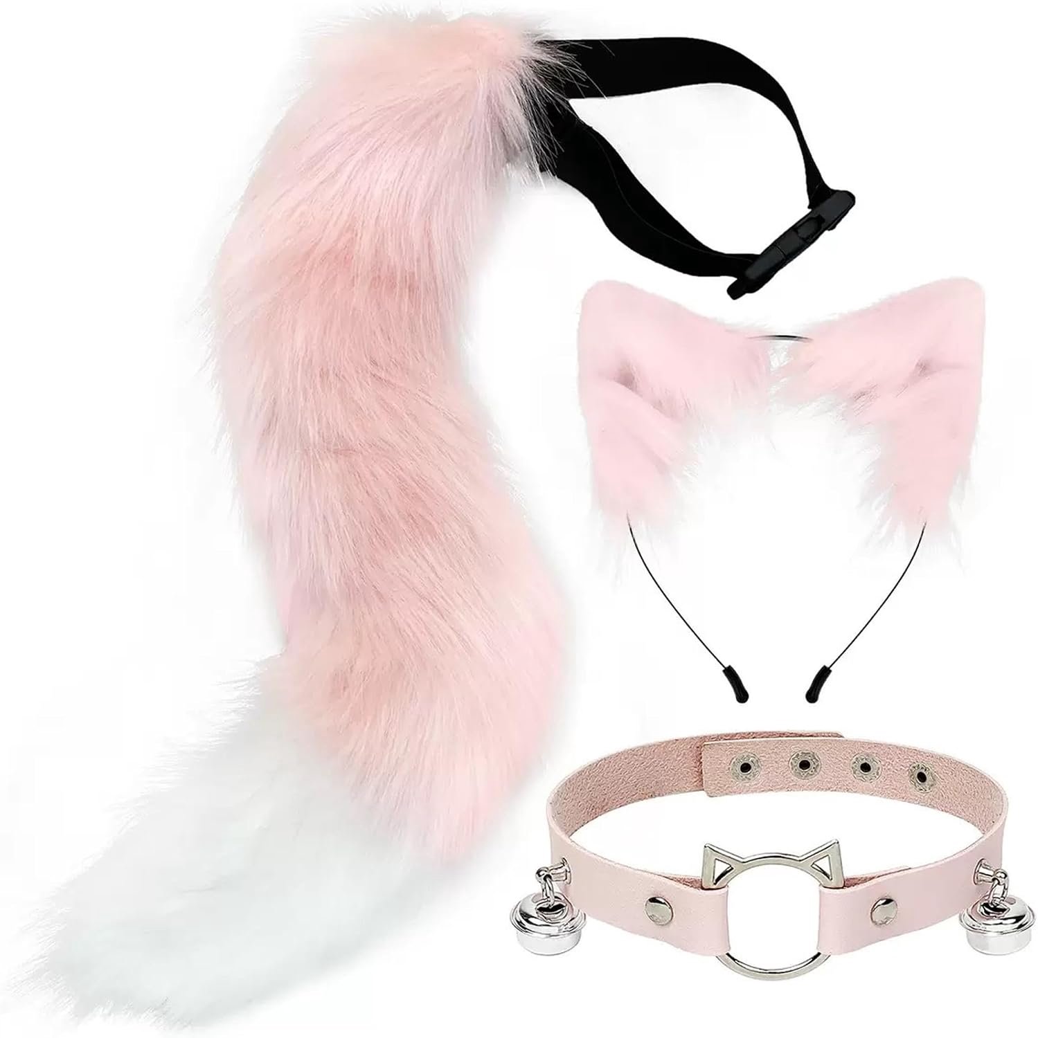 Vossenkostuumset, realistisch Halloween harige Therian-kostuum voor dames en volwassenen, inclusief staart, hoofdband en kraag, lichtgewicht pasvorm en comfortabele aanraking, cosplay