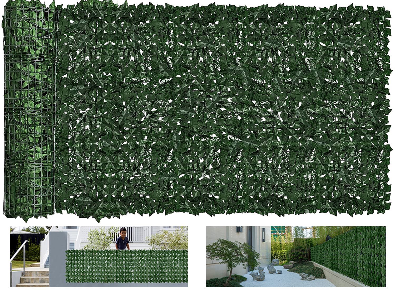 Moeput Faux Klimop Privacy Hek Screen Outdoor Uitbreidbaar Kunstmatig Groen Rol Nep Haag Muur Patio Groen Plastic Blad Plant Wijnstok Gras Panelen Gat