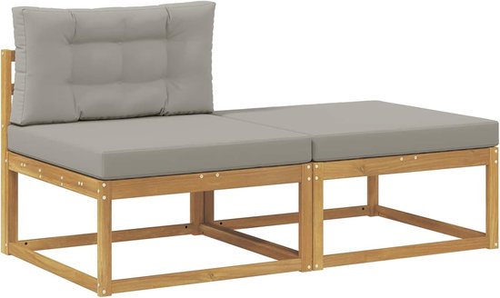 2 stuks outdoor voetkrukken van massief acaciahout met modern lattendesign, weerbestendig voor tuin en terras, veelzijdig inzetbaar als voetensteun — afbeelding 5